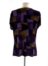 Purple, Brown, Black Short Sleeve Top Size M - TheRealThreads